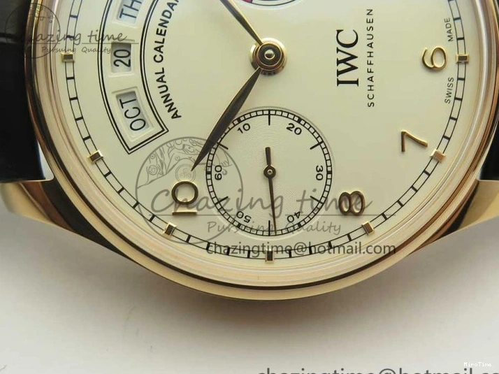 MIROTIME 0107 Thermal Portuguese Real PR Real Annual Calendar IW503501 RG ZF 1:1 Best Edition White Dial on Black Leather Strap A 7150